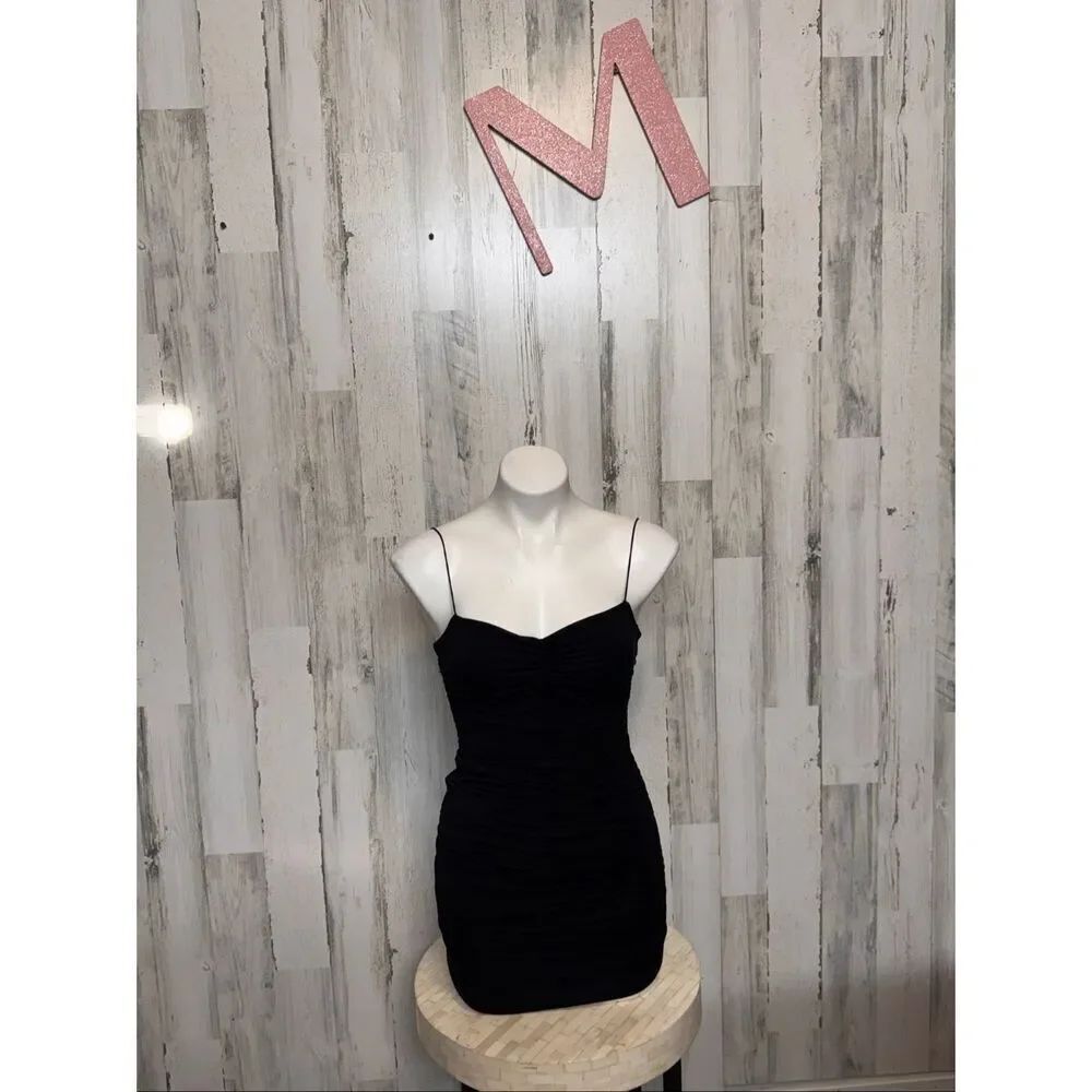 Windsor Black Ruched Mini Dress – Size M
